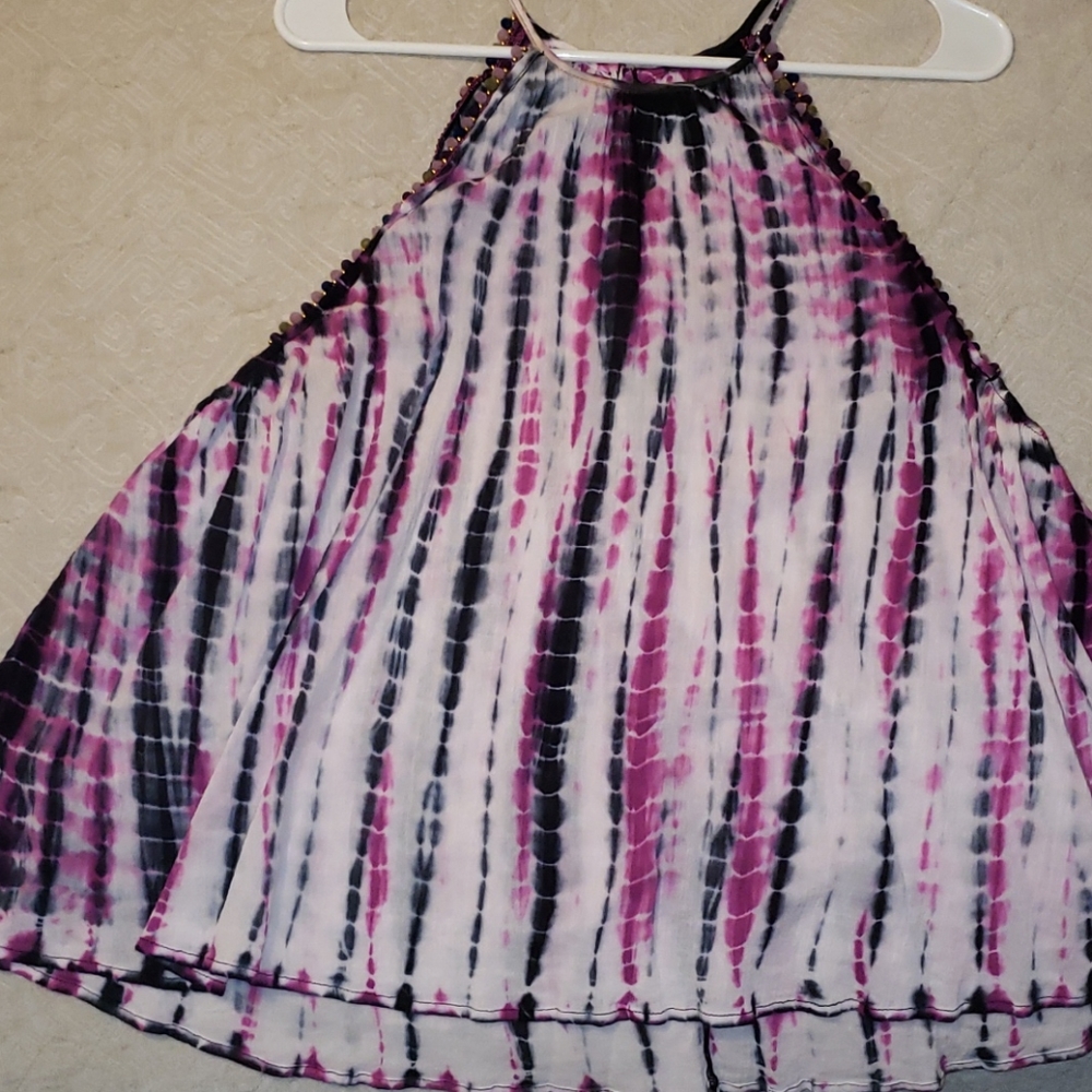 Wonderly Hippie TieDye Tank with PomPom Detail